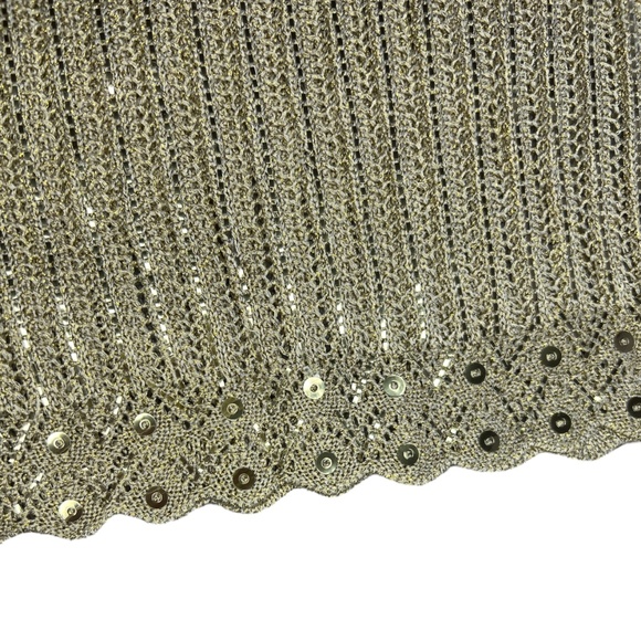 Vintage Early 2000s St. John Evening By Marie Gray Sheer Gold Sparkly Knit Top M - Picture 6 of 7